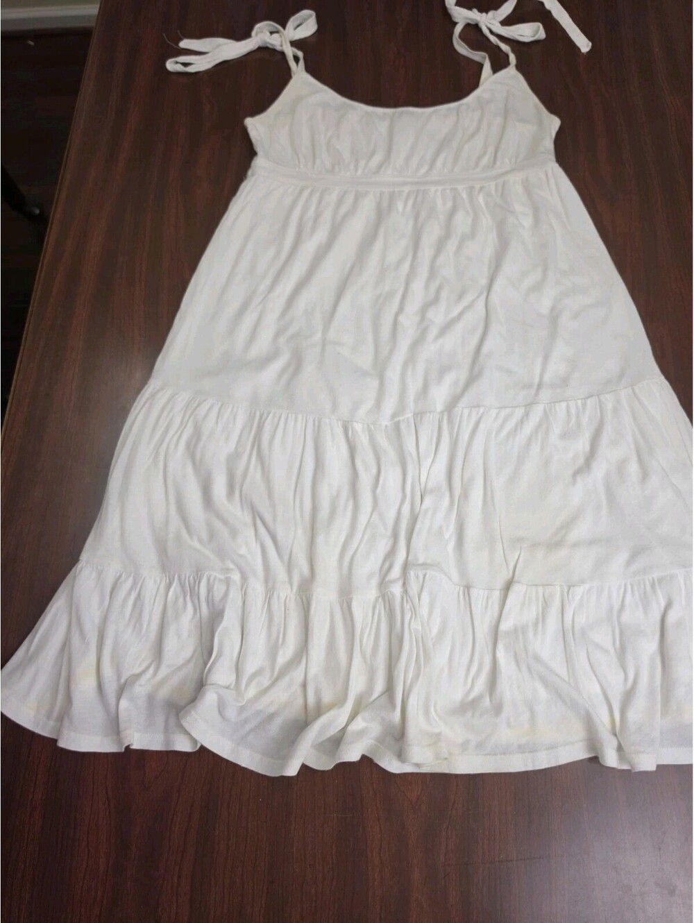 American Eagle White Tiered Sundress Small Tie Strap Dress Y2K Indie Sleaze